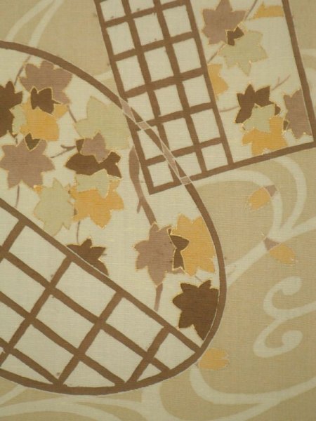 画像11: 手描友禅 染帯 円窓に流水もみじ (11)