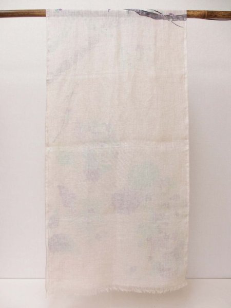 画像6: 手描き友禅 リネンガーゼストール 季節のうつろい 白緑 (6)