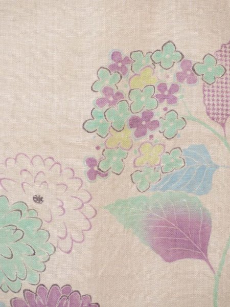 画像7: 手描き友禅 リネンガーゼストール 季節のうつろい 白緑 (7)