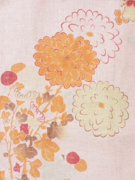 画像8: 手描き友禅 リネンガーゼストール 季節のうつろい オレンジ (8)