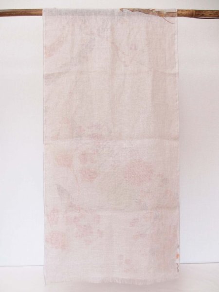 画像6: 手描き友禅 リネンガーゼストール 季節のうつろい オレンジ (6)