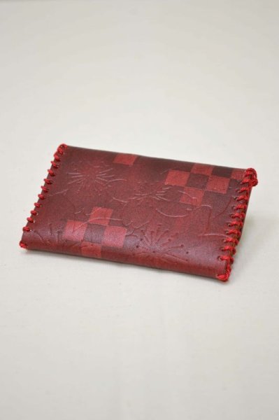 画像2: 革 名刺入れ 桜 red お求め易い価格にしました (2)