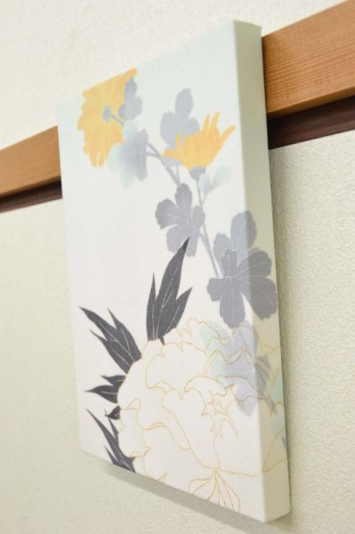 画像2: 小さなインテリア ファブリックパネル 霞がさね 菊・牡丹 (2)