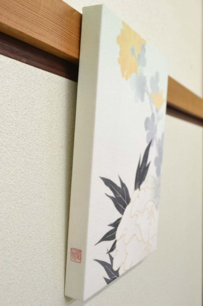 画像3: 小さなインテリア ファブリックパネル 霞がさね 菊・牡丹 (3)