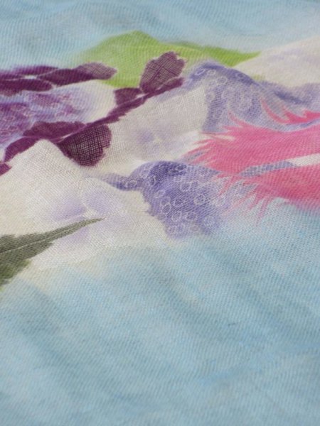 画像7: 手描友禅　リネンストール　孟夏の華 (7)