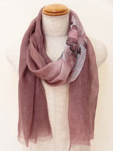 画像7: 手描友禅 リネンストール 秋彩 (7)