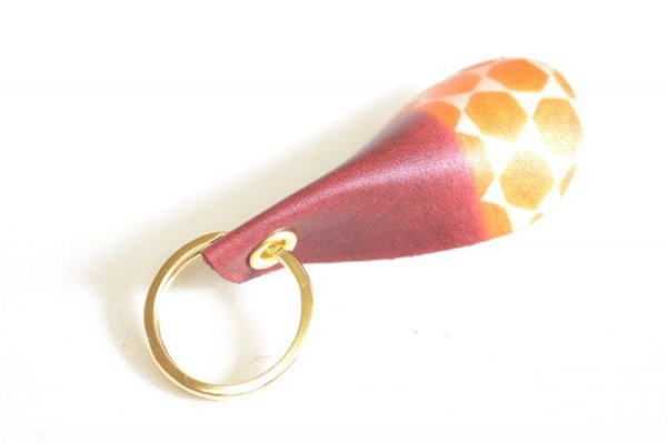 画像2: 手描き友禅 レザー キーリング 籠目 (2)