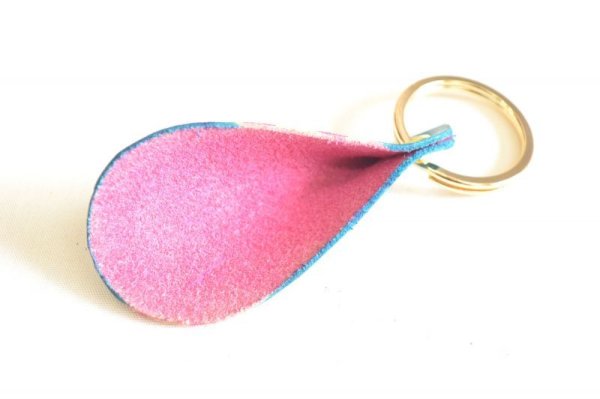 画像3: 手描き友禅 レザー キーリング 市松 (3)