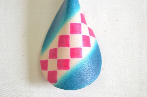 画像4: 手描き友禅 レザー キーリング 市松 (4)