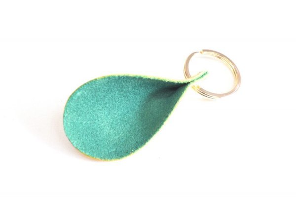 画像3: 手描き友禅 レザー キーリング　青海波　受注制作 (3)