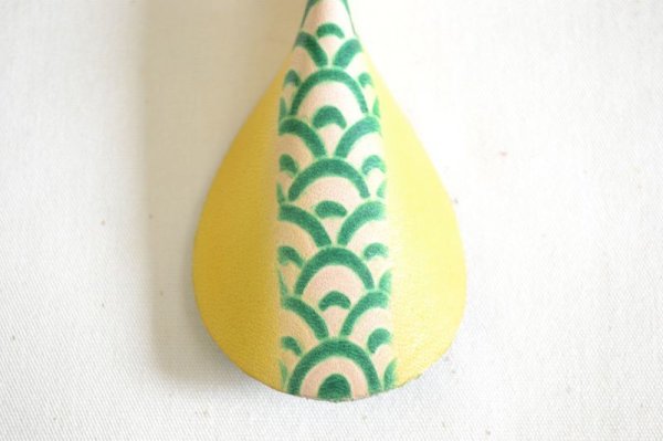 画像4: 手描き友禅 レザー キーリング　青海波　受注制作 (4)