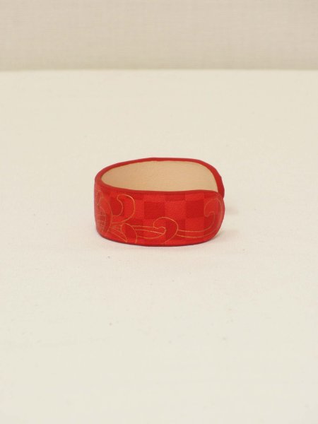 画像3: 革バングル 手纏「tamaki」line 菊 red (3)