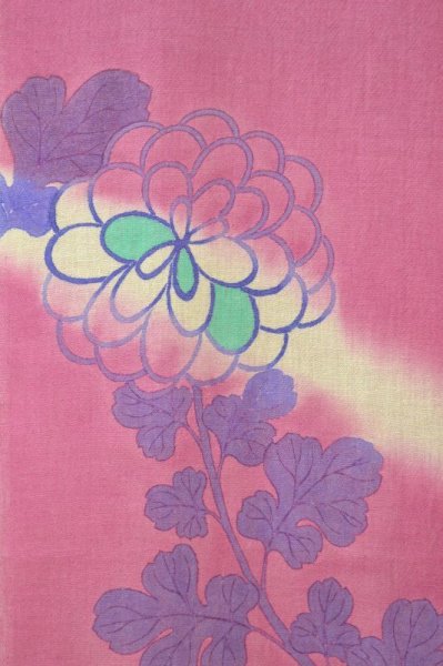 画像7: 手描友禅 カシミヤストール こもれび 菊 赤紫 (7)