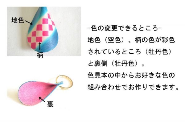 画像5: 手描き友禅 レザー キーリング 市松 (5)