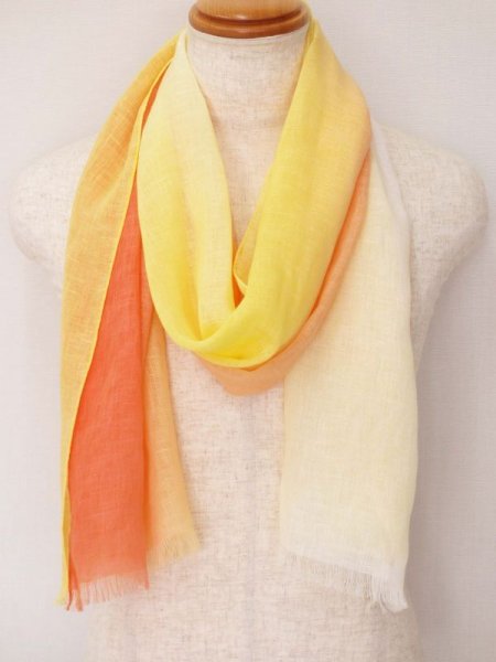 画像3: 刷毛染めストール　空模様オレンジ (3)