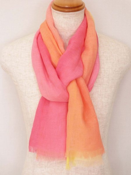 画像6: 刷毛染めストール　空模様ピンク　 (6)