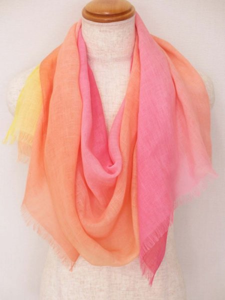 画像2: 刷毛染めストール　空模様ピンク　 (2)