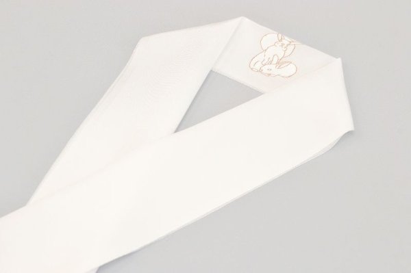 画像2: 手描友禅 半衿「ちらり」うさぎ (2)