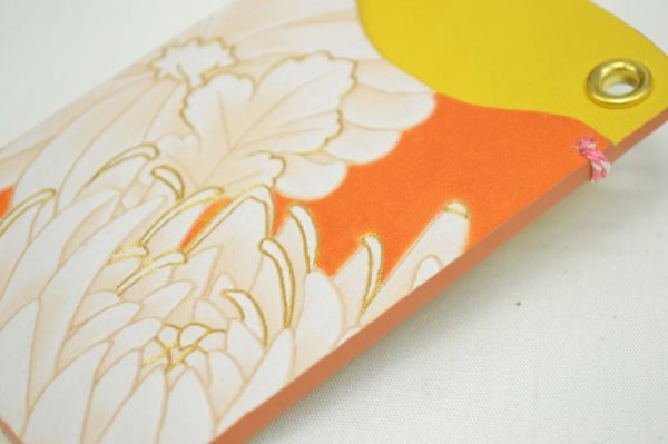 画像3: 手描き友禅 レザー パスケース　菊 (3)