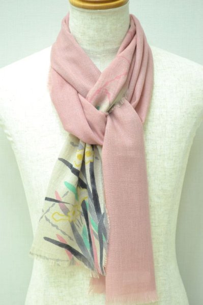 画像8: 手描友禅 カシミヤストール こもれび 水仙 ピンク (8)