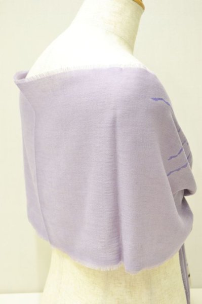 画像8: 手描友禅 カシミヤストール こもれび 水仙 ラベンダー (8)