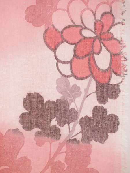 画像8: 手描友禅 カシミヤストール こもれび 菊 ピンク 墨 (8)