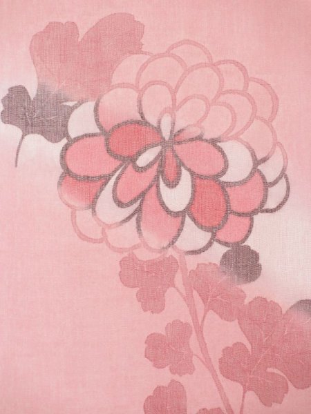 画像7: 手描友禅 カシミヤストール こもれび 菊 ピンク 墨 (7)