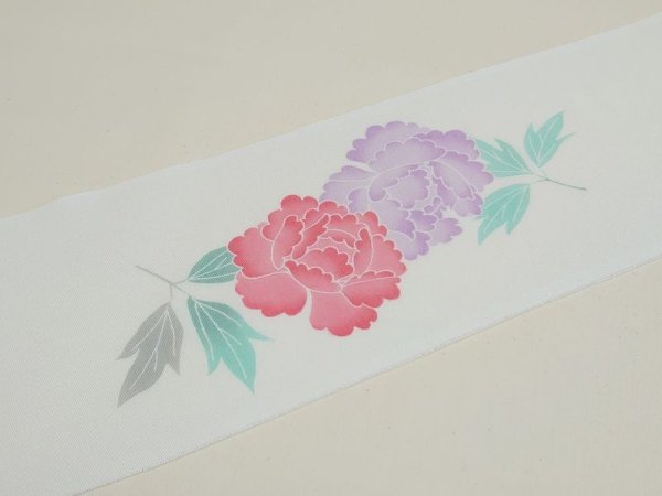 画像5: 手描友禅 半衿「愉彩」牡丹 (5)