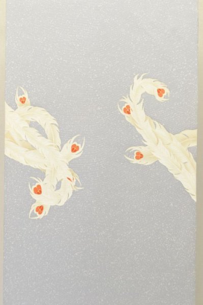 画像5: 手描友禅 染帯 白鳳凰 (5)