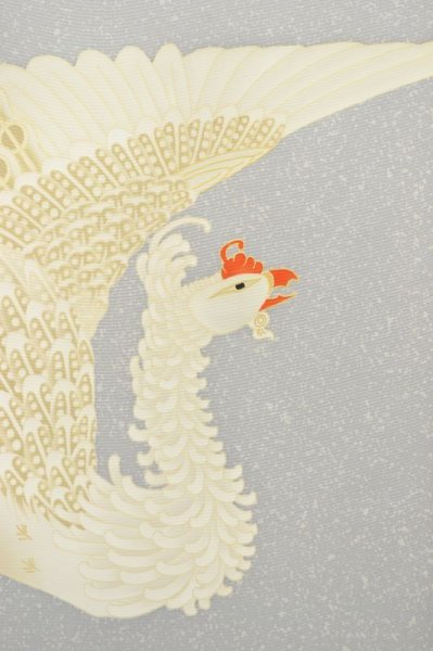 画像6: 手描友禅 染帯 白鳳凰 (6)