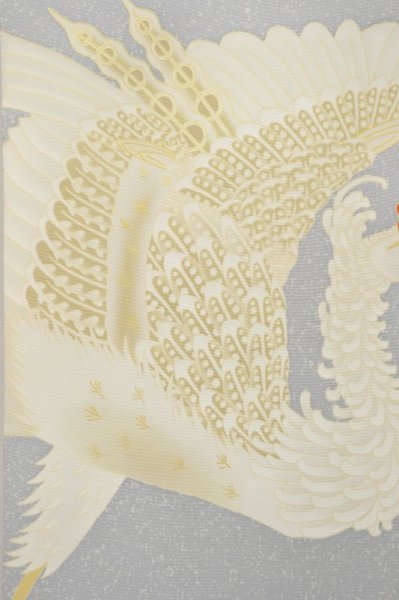 画像7: 手描友禅 染帯 白鳳凰 (7)