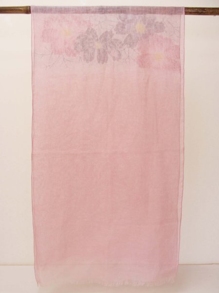 画像6: 手描友禅　リネンストール 秋桜 (6)