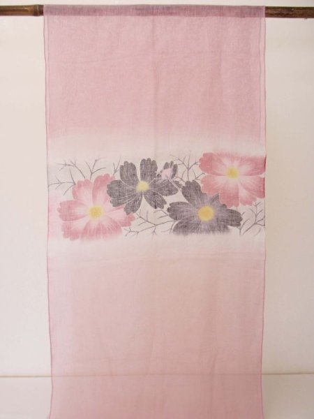 画像5: 手描友禅　リネンストール 秋桜 (5)