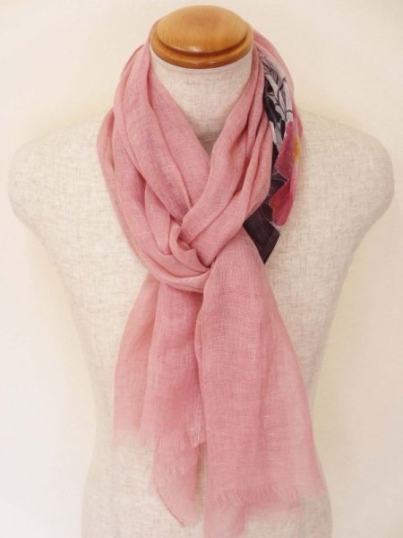 画像8: 手描友禅　リネンストール 秋桜 (8)