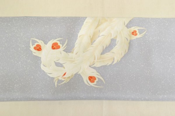 画像2: 手描友禅 染帯 白鳳凰 (2)