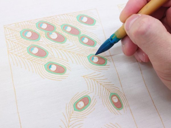 画像11: 手描友禅 バッグチャーム 「孔雀」 (11)