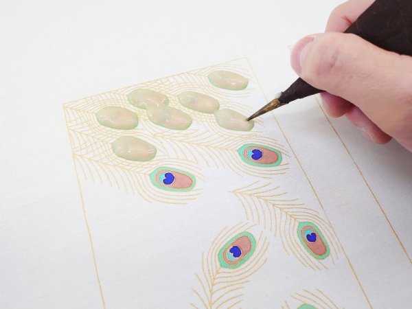 画像13: 手描友禅 バッグチャーム 「孔雀」 (13)