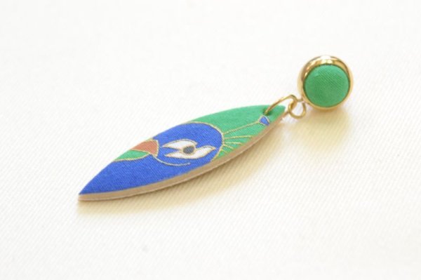 画像6: 手描友禅 ピアス 「孔雀」 (6)