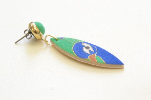 画像5: 手描友禅 ピアス 「孔雀」 (5)