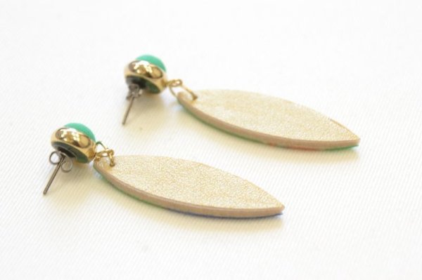 画像4: 手描友禅 ピアス 「孔雀」 (4)