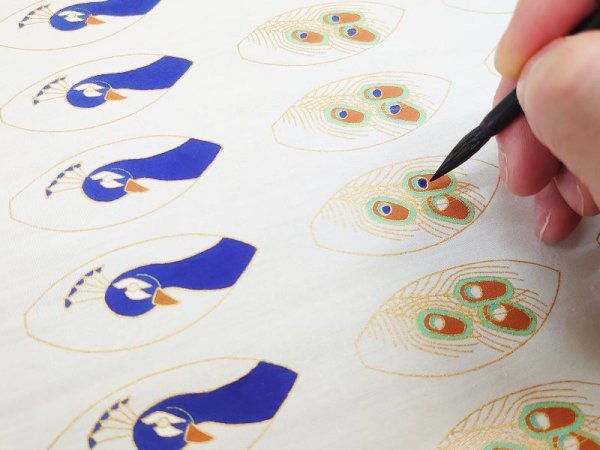 画像13: 手描友禅 ピアス 「孔雀」 (13)