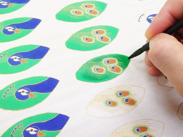 画像8: 手描友禅 ピアス 「孔雀」 (8)