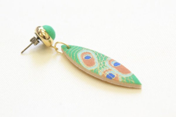 画像9: 手描友禅 ピアス 「孔雀」 (9)