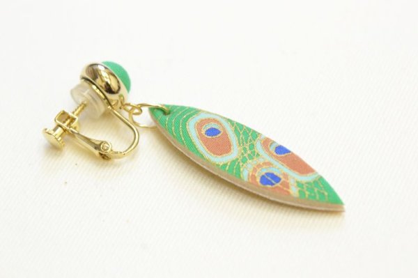 画像9: 手描友禅 イヤリング 「孔雀」 (9)