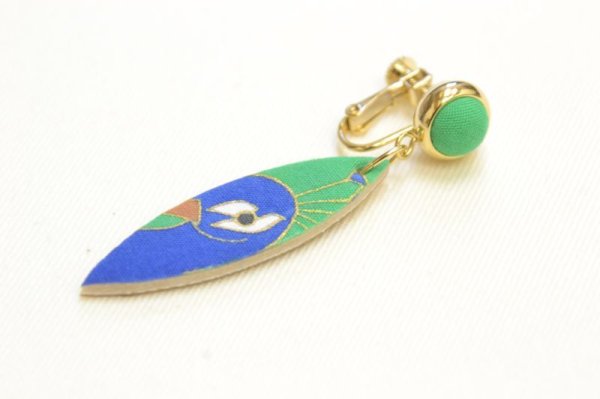 画像7: 手描友禅 イヤリング 「孔雀」 (7)