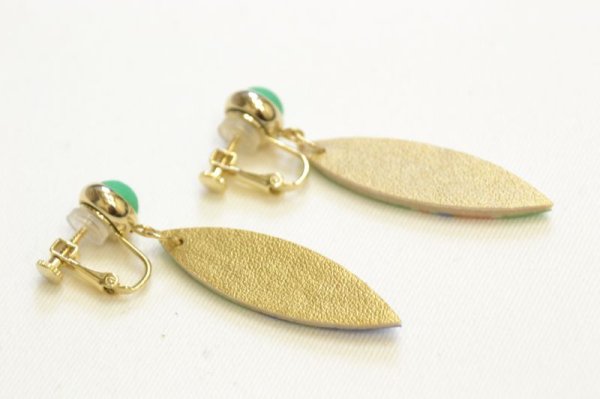 画像4: 手描友禅 イヤリング 「孔雀」 (4)