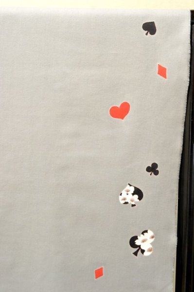 画像4: 手描友禅　デニム着物　トランプ柄　セミオーダー (4)