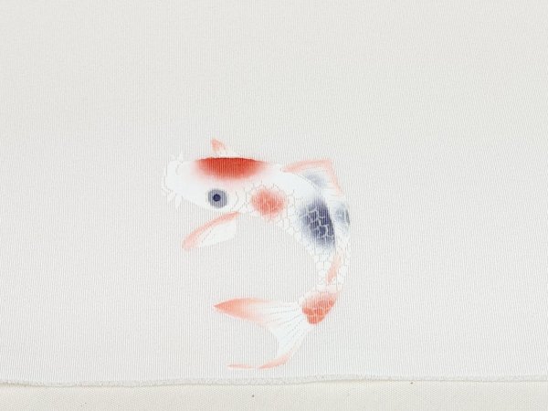 画像4: 手描友禅 半衿「ちらり」 彩 鯉 (4)