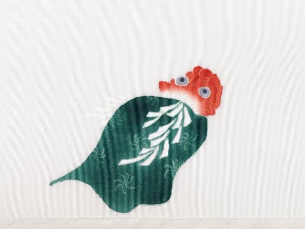 画像4: 手描友禅 半衿「ちらり」 彩 獅子舞 (4)
