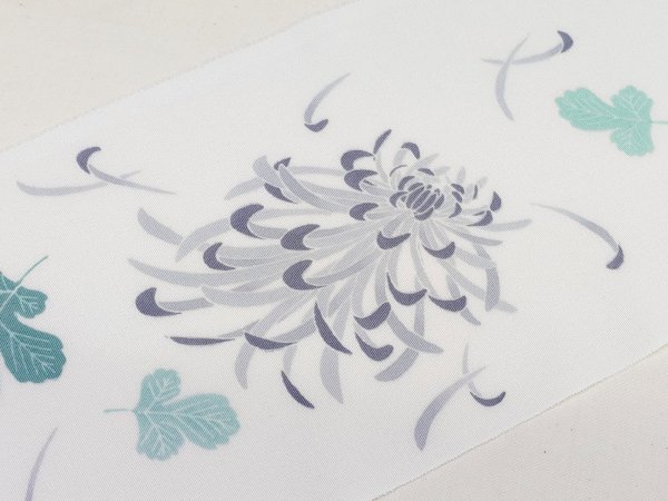 画像6: 手描友禅 半衿「愉彩」菊 墨 (6)